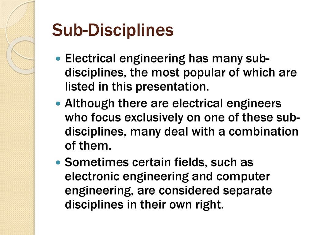 Electrical engineering best sale sub disciplines